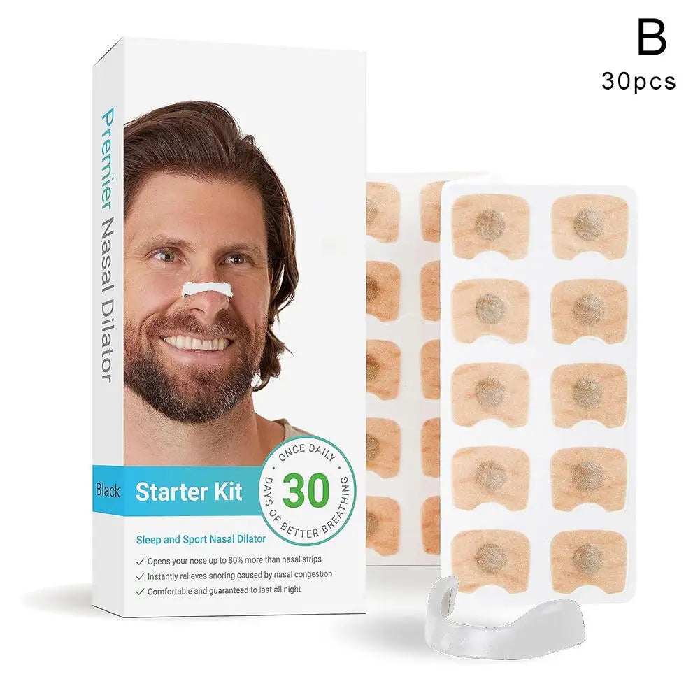 30Pcs Nasal Breathing Dilators Starter Kit Nasal Respiratory Dilator Anti-Snoring Patch Magnetic Patch Closed Loop Anti-Snoring