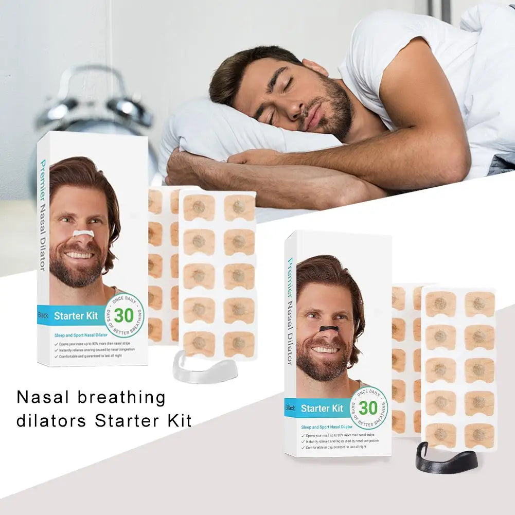 30Pcs Nasal Breathing Dilators Starter Kit Nasal Respiratory Dilator Anti-Snoring Patch Magnetic Patch Closed Loop Anti-Snoring