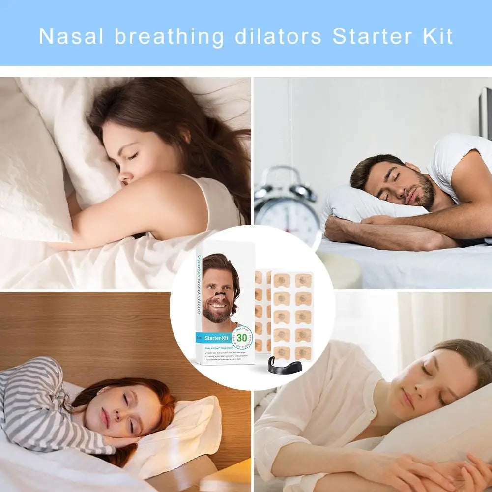 30Pcs Nasal Breathing Dilators Starter Kit Nasal Respiratory Dilator Anti-Snoring Patch Magnetic Patch Closed Loop Anti-Snoring
