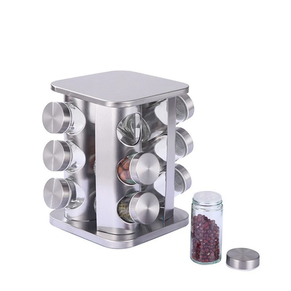 20 Pcs Rotating Glass Seasoning Bottles Spice Rack Jars Durable Stainless Steel Seasoning Bottle Kitchen Seasoning Bottle Set
